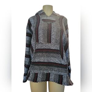 BAJA JOE Hooded Poncho Made In Mexico  Medium Aztec Western Tribal